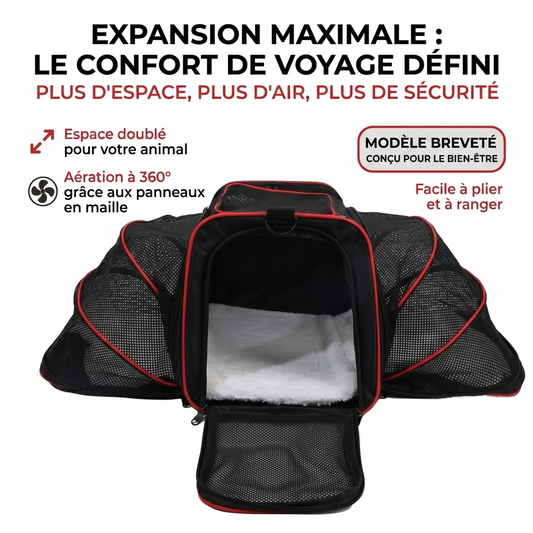 Sac de Transport Premium pour Animaux – Grand Espace Extensible (Soft-Sided Airline Approved)